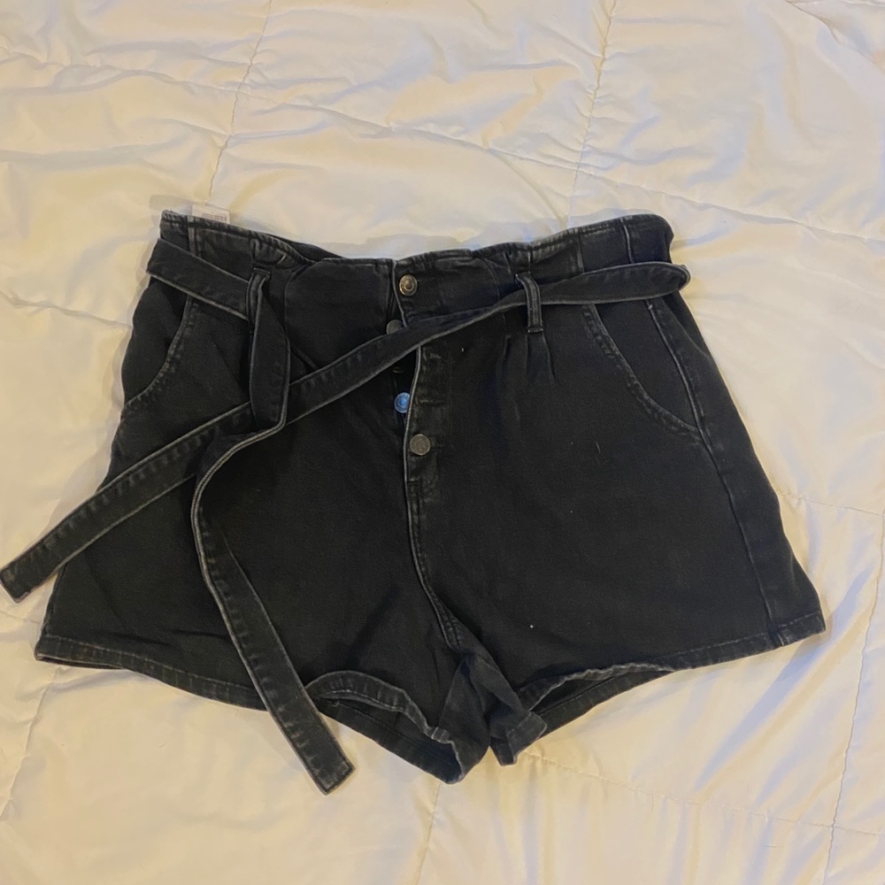 Black American Eagle Mom Shorts